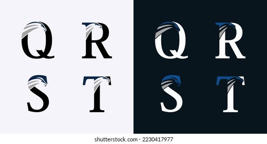conjunto de diseños de logotipo de letra con concepto de cabeza de águila