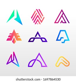 Satz von Symbolen für das Design eines Letter-Logos - Vektorillustration-Zeichen. Vorlagen.