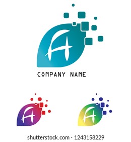 Set of letter A Logo design isolated on white background.