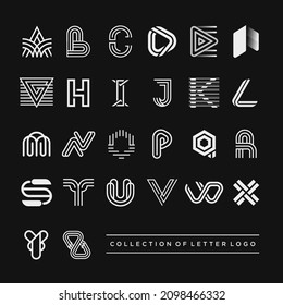 Set of Letter logo design. Linear creative minimal monochrome monogram symbol. Universal elegant vector sign design. Premium business logotype. Graphic alphabet symbol for corporate business identity