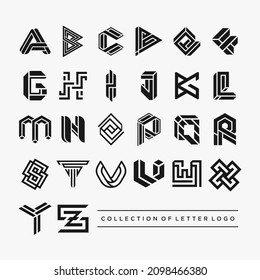 Set of Letter logo design. Linear creative minimal monochrome monogram symbol. Universal elegant vector sign design. Premium business logotype. Graphic alphabet symbol for corporate business identity