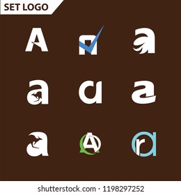 Set of letter logo design template elements collection of vector letter A logo