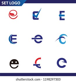 Set of letter logo design template elements collection of vector letter E logo
