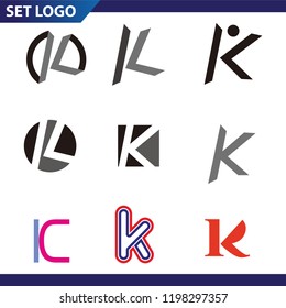 Set of letter logo design template elements collection of vector letter K logo