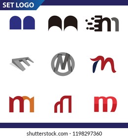 Set of letter logo design template elements collection of vector letter M logo
