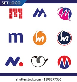 Set of letter logo design template elements collection of vector letter M logo