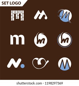 Set of letter logo design template elements collection of vector letter M logo