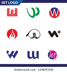 Set of letter logo design template elements collection of vector letter W logo