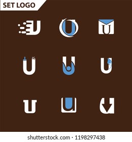 Set of letter logo design template elements collection of vector letter U logo
