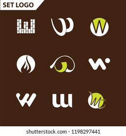 Set of letter logo design template elements collection of vector letter W logo