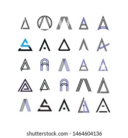 Set of letter A logo design template elements collection of vector letter A logo