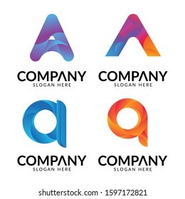 Set of letter logo design template elements collection of vector letter A logo