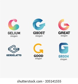 Conjunto de elementos de plantilla de diseño de logotipo de letra de carta colección de logotipo de letra vectorial G