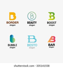 Set of letter logo design template elements collection of vector letter B logo