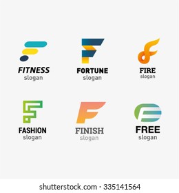 Set of letter logo design template elements collection of vector letter F logo