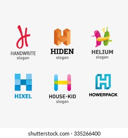 Set of letter logo design template elements collection of vector letter H logo