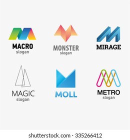 Set of letter logo design template elements collection of vector letter M logo