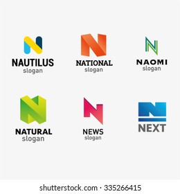 Set of letter logo design template elements collection of vector letter N logo