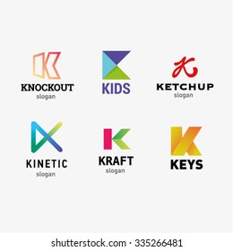 Set of letter logo design template elements collection of vector letter K logo