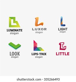 Set of letter logo design template elements collection of vector letter L logo