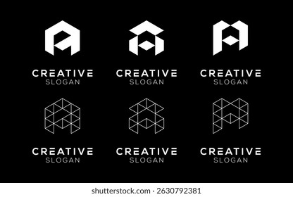 Conjunto de modelos de design de logotipo Carta A. Moderno isolado Letra A símbolos para marcas e tecnologia