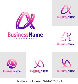Set of Letter A logo design vector. Creative Initial A logo concepts template