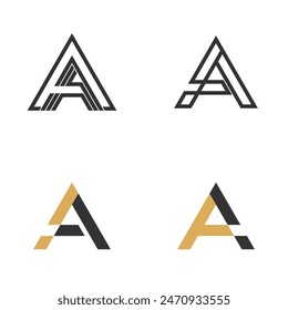 Set letter A logo design vector with creative concept