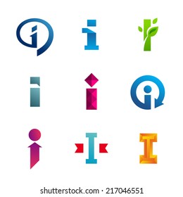 Set of letter I logo icon design template elements. Collection of vector signs.