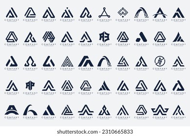 set of Letter A logo icon design template.