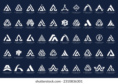 set of Letter A logo icon design template.
