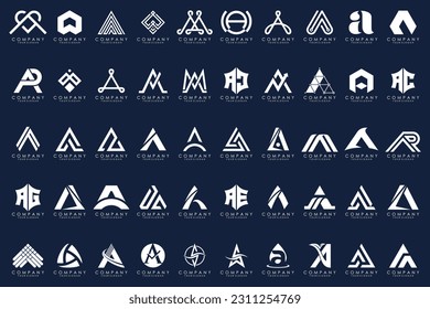 set of Letter A logo icon design template.