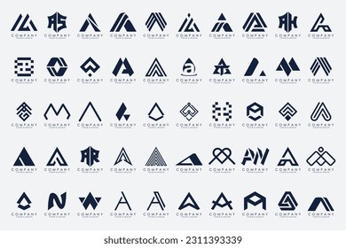 set of Letter A logo icon design template.