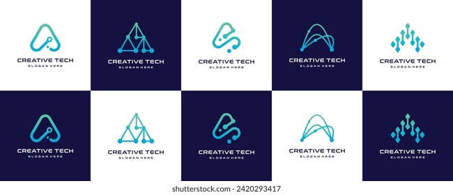 set of Letter A Logo Icon Design Template