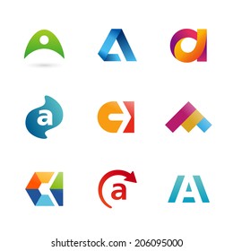 Set of letter A logo icons design template elements. Collection of vector signs.