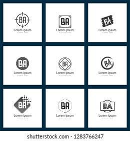 Set of letter logo. Initial BA Logo Template Vector Design