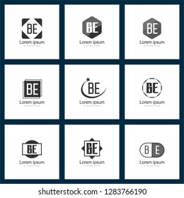 Set of letter logo. Initial BE Logo Template Vector Design