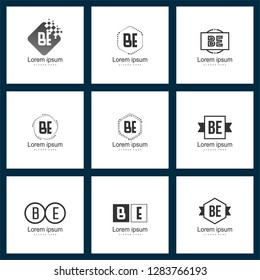 Set of letter logo. Initial BE Logo Template Vector Design