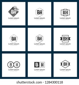 Set of letter logo. Initial BH Logo Template Vector Design
