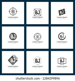 Set of letter logo. Initial BJ Logo Template Vector Design
