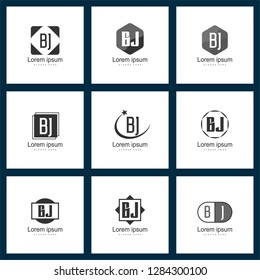 Set of letter logo. Initial BJ Logo Template Vector Design