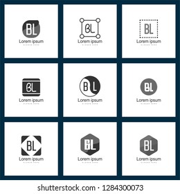 Set of letter logo. Initial BL Logo Template Vector Design