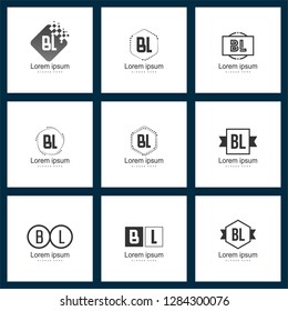Set of letter logo. Initial BL Logo Template Vector Design