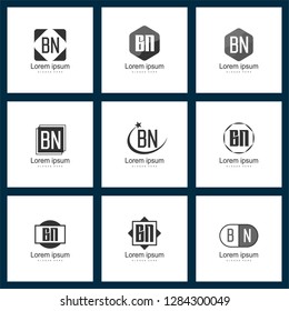 Set of letter logo. Initial BN Logo Template Vector Design