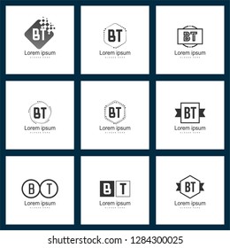 Set of letter logo. Initial BT Logo Template Vector Design