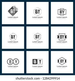 Set of letter logo. Initial BY Logo Template Vector Design
