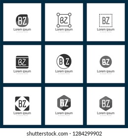 Set of letter logo. Initial BZ Logo Template Vector Design