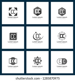 Set of letter logo. Initial CC Logo Template Vector Illustration