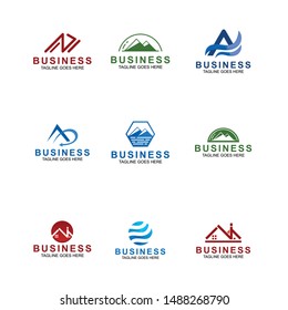 Set of letter A logo Isolated On White Background