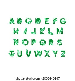 Set letter logo with leaf concept design vector