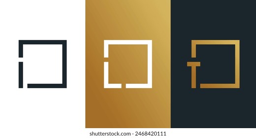 Set of letter logo with square shapes. Premium Vector